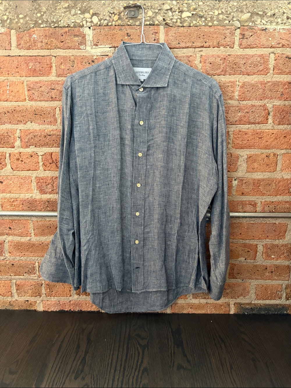 Ledbury Blue Linen Casual Button-Down Shirt
